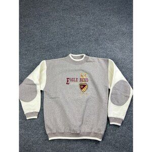 Vintage Eagle Bend Yacht Harbor Sweatshirt Men's Medium Gray Elbow Patch Montana